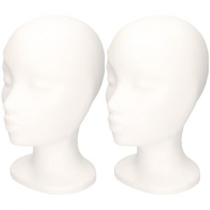 2x Beschilderbare piepschuim hoofden 30 cm meisjeshoofd/vrouwenhoofd
