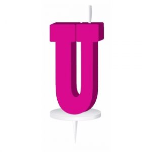 Letter kaarsen roze U