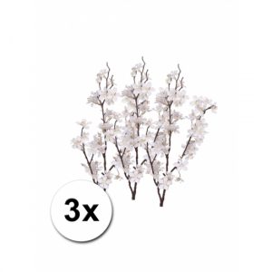 3x Stuks witte appelbloesem kunstbloem/tak met 57 bloemetjes 84 cm