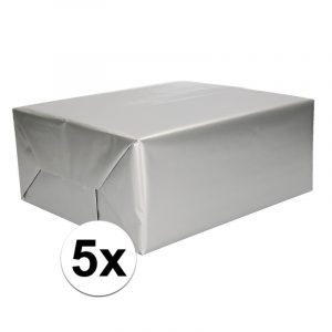 5x Cadeaupapier zilver 70 x 200 cm