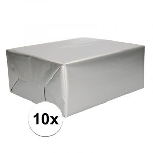 10x Cadeaupapier zilver 70 x 200 cm