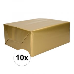 10x Cadeaupapier goud 70 x 200 cm