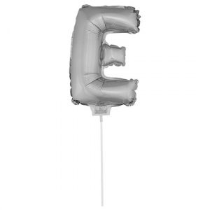 Opblaasbare letter ballon E zilver