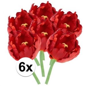 6x Rode tulp 25 cm kunstplant