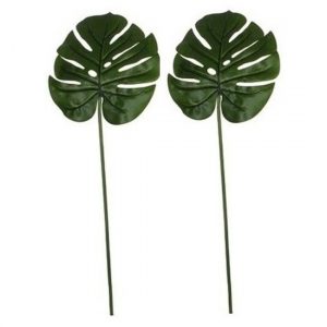 2x Monstera gatenplant kunsttak groen 70 cm