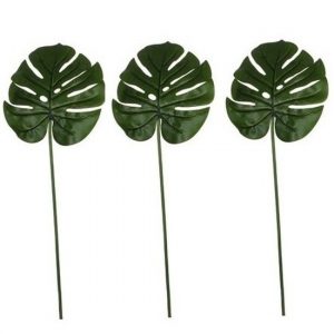 3x Monstera gatenplant kunsttak groen 70 cm