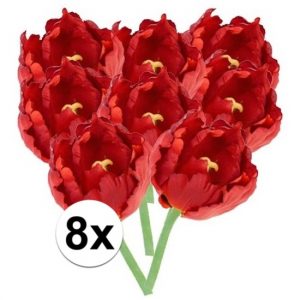 8x Rode tulp 25 cm kunstplant