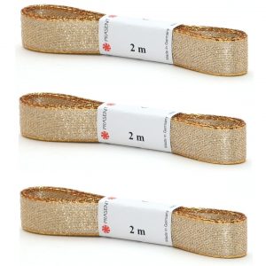 3x stuks cadeauverpakking gouden linten 0,5 x 200 cm inpakken/verpakken