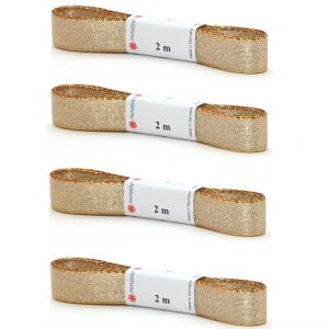 6x stuks cadeauverpakking gouden linten 0,5 x 200 cm inpakken/verpakken