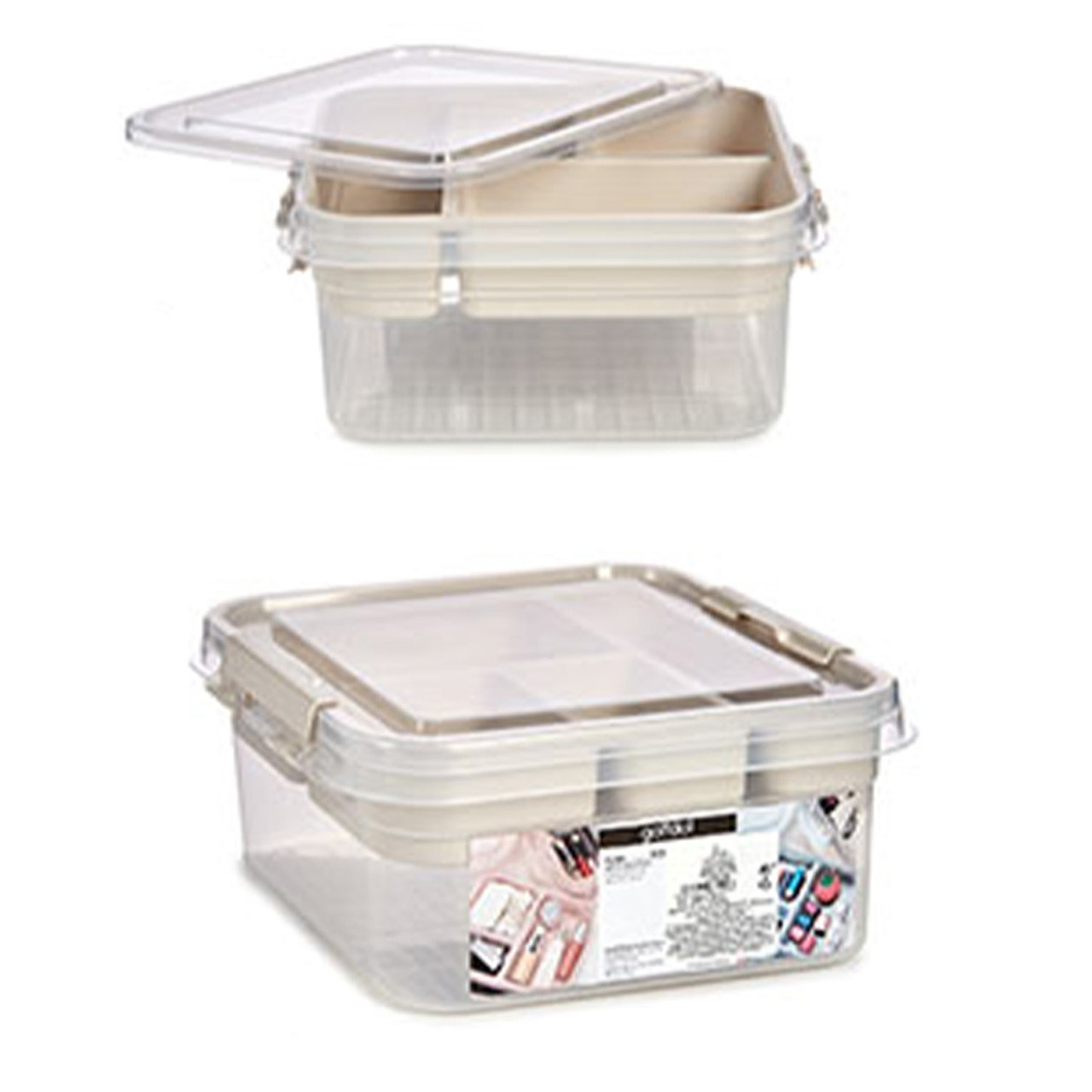 Multifunctionele opberg/sorteer naaigaren/verband/hobby box/doos creme wit 26 x 24 x 11 cm