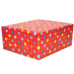 1x Rollen Cadeaupapier rood met stippen 70 x 200 cm