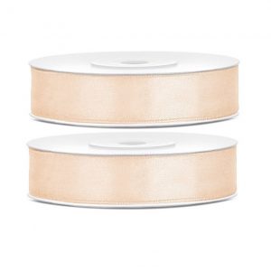 2x Hobby/decoratie creme satijnen sierlinten 1,2 cm/12 mm x 25 meter