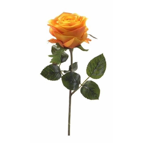 Decoratie kunstbloemen gele/oranje Roos 45 cm