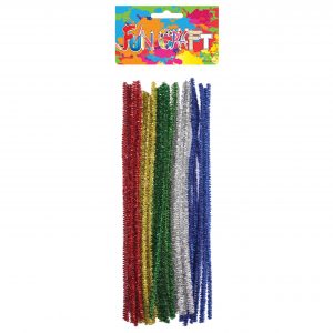 30x Chenille draad glitter kleurenmix 30 cm