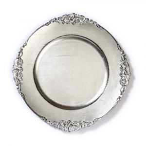 1x Ronde kaarsenborden/onderborden zilver kunststof 33 cm