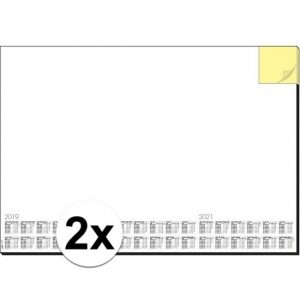 2x Bureauleggers van papier 59.5 x 41 cm met kalender design memo white