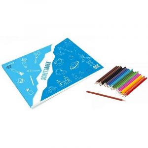 Tekenboek A4 papier met tekenpapier en kleurpotloden 24 stuks