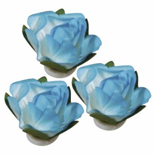 15x stuks Papieren decoratie bloemen turquoise blauw