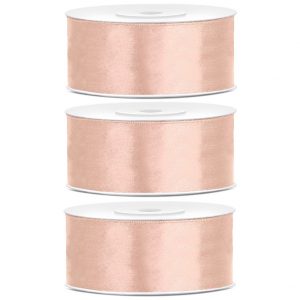 3x Hobby/decoratie perzik roze satijnen sierlinten 2,5 cm/25 mm x 25 meter